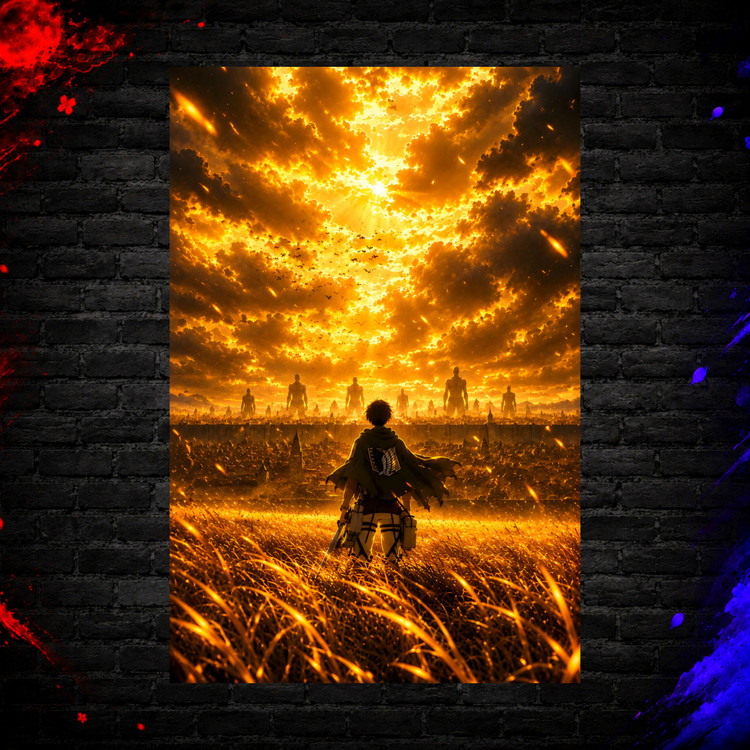 متال پوستر طرح انیمه attack on titan کد S002