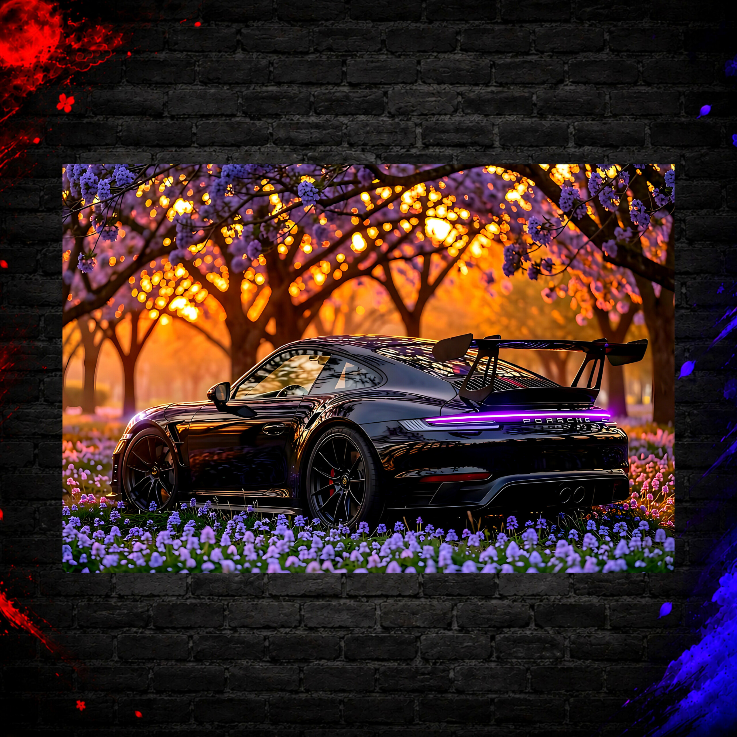 متال پوستر طرح ماشین porsche کد S009
